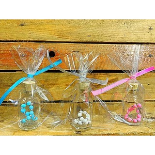 Mini Rosary in a Bottle with Plastic Pouch & Ribbon Souvenier Giveaways Baptism Birthday