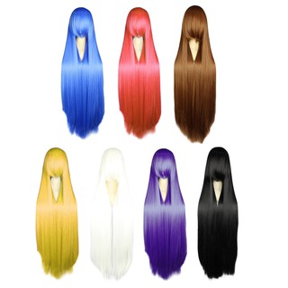 【Ele】100CM Women's Wig Long Straight Hair Cosplay Party Wigs