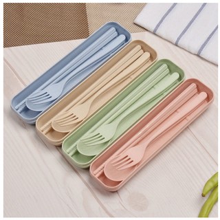 3 In 1 Spoon Fork & Chopstick Set With Organizer Box