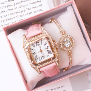 Fashion Women Square Watch Leather Belt Watch Roman Numerals Wristwatch Bracelet Watch Female Clock Gifts