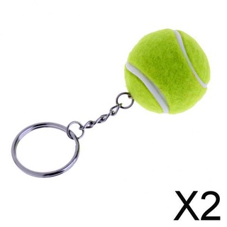 [NANA] 2xNovelty Mini Tennis Ball Key Chain Keychain Metal Key Ring Keyring Green