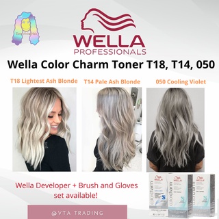 Wella Toner Color Charm T18 Lightest Ash Blonde T14 Pale Ash Blonde 050 Cooling Violet