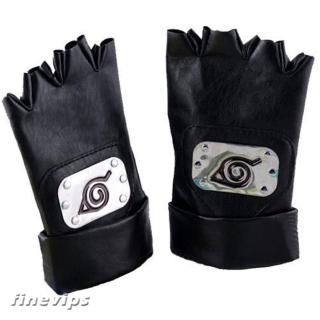 Anime Naruto Kakashi Fingerless PU Leather Gloves Unisex Fans Ninja Cosplay