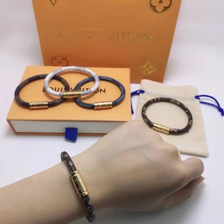 Stainless steel leather Louis Vuitton braclet