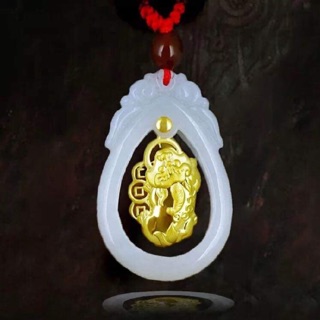 Li Authentic Jade Piyao in 10K Gold Jade Pendant