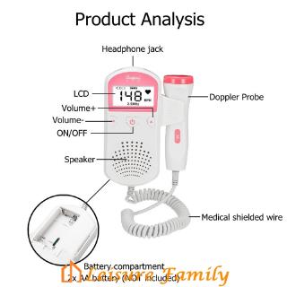 【Leisure Family】Household Portable Doppler Monitor Detak Jantung Digital untuk Bayi detak jantung janin Pendeteksi (9)