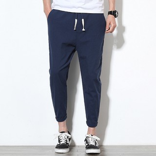 SUPER-M Mens Cotton Linen Solid Color Slim Fit Casual Pants (8)