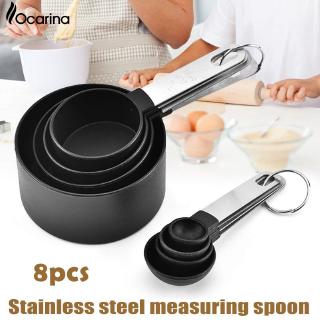 8Pcs/set Measuring Cups and Spoons Set with Stainless Steel Handle Grip Perfect for Baking Tools Bakeware Kitchen Tools OCAR