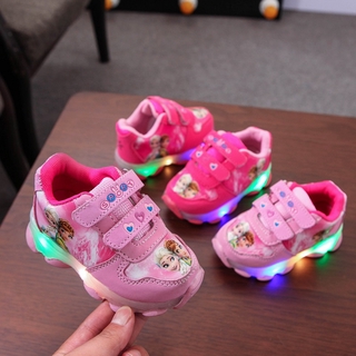 Baby Girls Breathable Anti-Slip LED Design Sneakers Girls Soft Soled Walking Shoes First Walkers 1-5.5 Years Old
