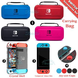 Nintendo Switch Accessories Carry Case Screen Protector Film Hard PC Case + Thumb Caps Hand Bag for NS