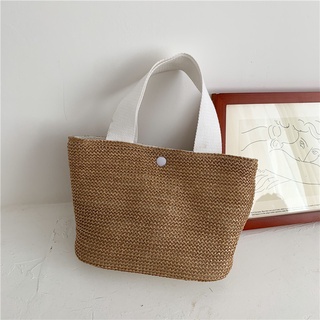 Bag Women's2021Spring and Summer New Korean Style Online Influencer Fashion Woven Handbag Pastoral Style Straw Woven Beach Vacation Bag