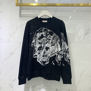 European and American autumn and winter new graffiti skull print sweater men and women trend casual round neck pullover all-match long-sleeved top (1)