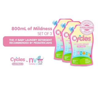 【COD】 Cycles Baby Laundry Liquid Detergent (x3) - Hypoallergenic for Baby’s Skin! - 800mL Easy-Pouch (6)