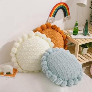 【insfree】New Knitted Woven Woolen Futon Pillow Cushion Sand Plain Ball Cushion Pillow