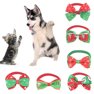 Christmas Pet Dog Cat Adjustable Bow Tie Collar Bowknot Necktie Party Deocr