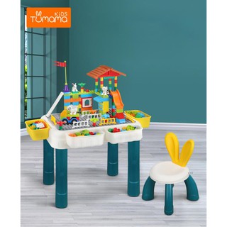 Building Blocks Table and Chair Set with 120pcs Blocks Lego Table Build & Play Set Kids Study Table