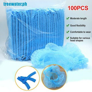 ✠〖treewater〗100Pcs Hair Net Hat Bouffant Cap Disposable for Kitchen Food Medical Workers