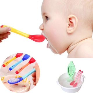 Bottles & Bottle accessories☏A12 Baby Silicon Spoon Fork Safety Temperature Sensing Spoon Baby Feedi