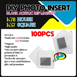 100 pcs Square Acrylic Ref Magnet Photo Insert Souvenir blank