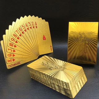 Gold Foil Plated Baccarat Texas Hold'em Playing Cards Poker Waterproof Poker Cards
