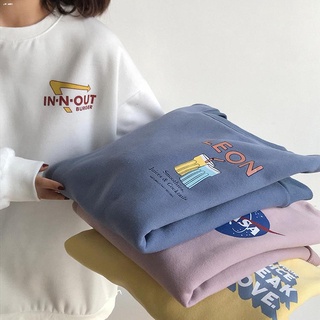 Hoodies♧▨2021 Korean Harajuku Style Plus Size Printed Velvet Sweatshirt Long Sleeve INS Women Oversi