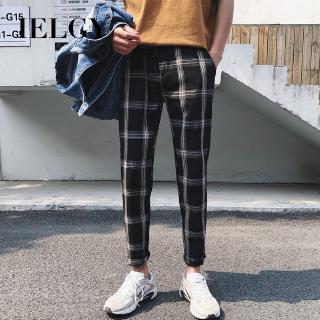 IELGY Trousers Men Casual Plaid Pants Trend Korean Loose Sports Pants (4)