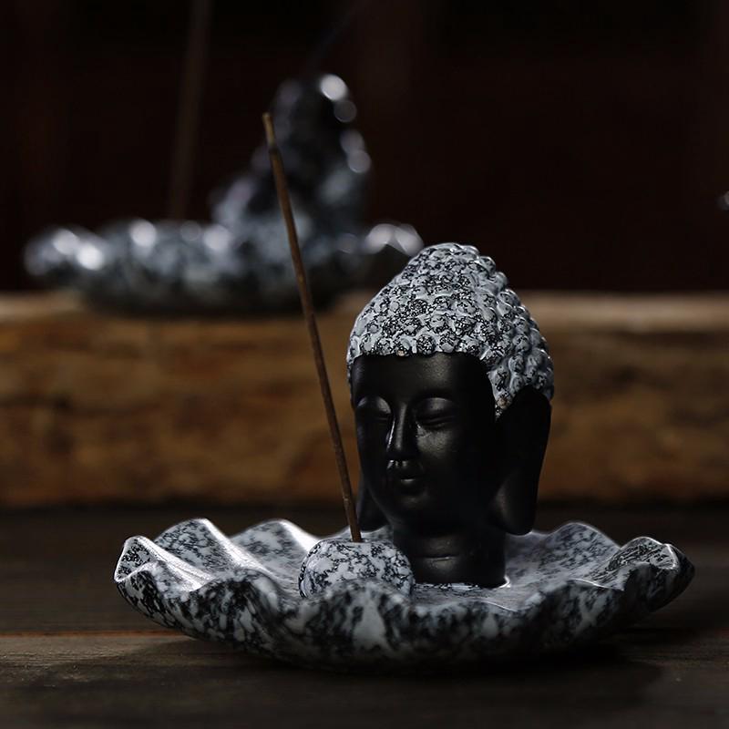 Incense Burner Ceramic Buddha's Head Of Peace Incense Holder (1)