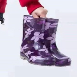 ✇OUTDOOR Low Cut Women Rubber Rain boots shoe rainy boots water resistance floral design bota