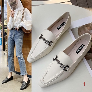 British style small leather shoes women 2020 spring new wild retro pointed loafers women's college style flat shoes
