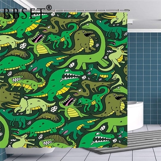 Cartoon Animals Shower Curtain Ferocious Green Dinosaur Pattern Waterproof Multi-size Douchegordijn Kids Bathroom Decor