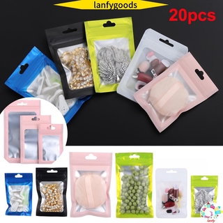 LANFY Retail Storage bags Pack Aluminum Foil Packaging Bag Self Seal Waterproof with Hang Hole Plastic Matte Zipper Reclosable Pouches green/green/blue 20pcs/set