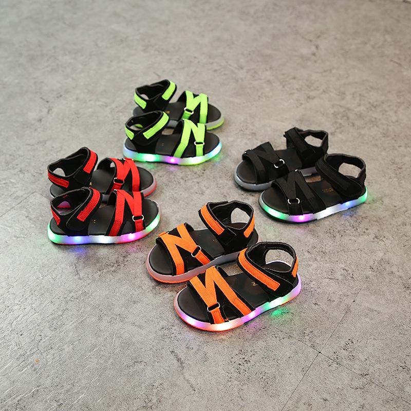 COD Size 21-30 Kids LED Light Up Sandals Korean Style Shoes