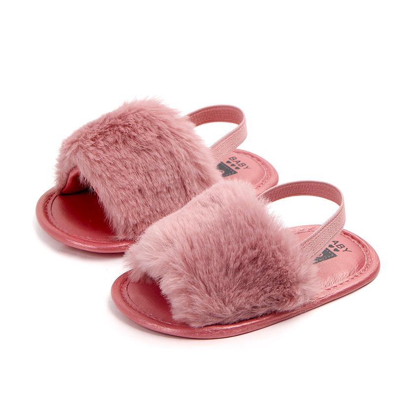 Baby Girls Plush Slide Soft Sole Cute Fashion Sandals