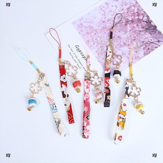 [ph ☏] Phone Strap Lanyards Daisy Flower Cat Bell Mobile Phone Hang Rope Charm Decor
