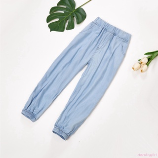 QAQ-Kids Girls Fashion Solid Color Jeans Children Girls Stylish Pants for Daily Casual Wear