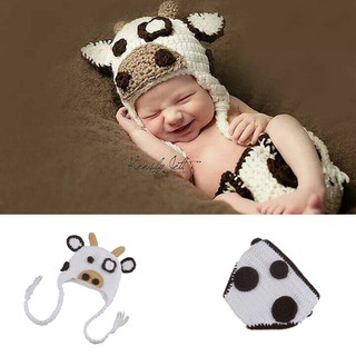 Crochet Milk Cow Infant Baby Unisex Photography Props Knit