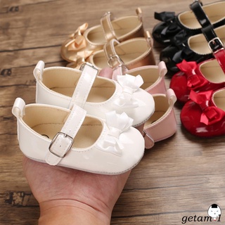 LJW-Kids Princess Shoes, Girls Solid Color Bowknot Footwear Walking Shoes, White/Red/Black/Pink/Golden, 0-18 Months