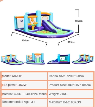 【COD】Airmyfun Kids Inflatable Castle Slide Trampoline Large Water Gun Slide Inflatable Water Park (4)