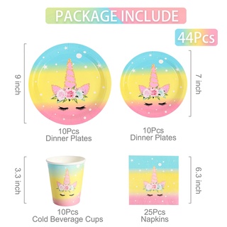 Happy Birthday theme Party Supplies unicorn Disposable Paper Plates Cup napkin Party Supplies Party Decoration Set (9)