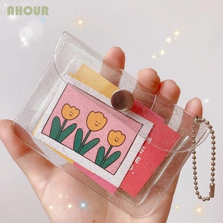 AHOUR Fashion Card Case Girls Business Card Holder Wallet Short Purse Id Wallet Mini Coin Purse PVC Women Wallet Transparent/Multicolor
