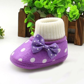 Newborn Baby Girl Boy Boots Bow Soft Sole Shoes 0-18M (8)