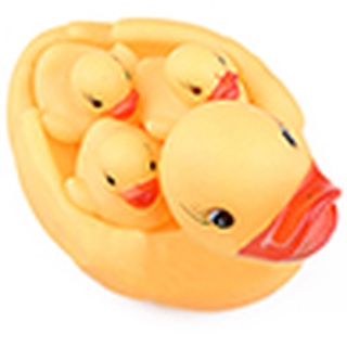 COD-4Pcs/Set Cute Baby Bath Bathing Rubber Race Duck Toys Squeaky Yellow Ducks
