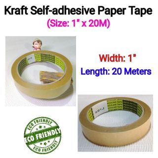 Kraft GLOSSY Adhesive Paper Tape (3/4” x 20 meters).