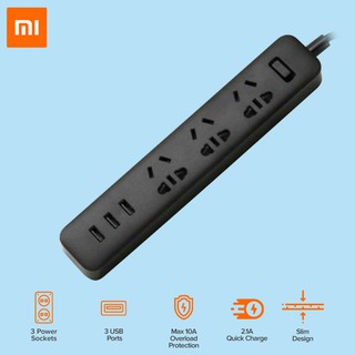 XIAOMI Power Strip Patch Board with 3 USB Port 2A Fast Charge Socket (White/Black)