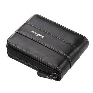 Men Leather Short Wallet Bifold Zip Wallet Slim Coin Purse Card Holder Wallet for Men (4)