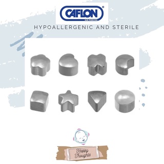Baby-Safe CAFLON Silver Shape Earrings (Hypoallergenic and Certified Sterile)