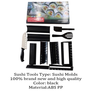 11pcs DIY Sushi Maker Rice Mold Kitchen Sushi Making Tool Set For Sushi Roll Cooking Tools