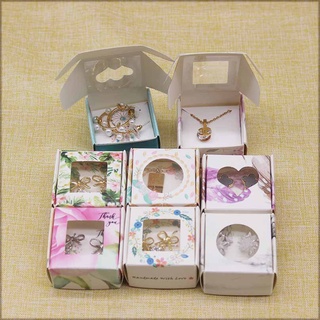 10 PCS MINI Gift Box Color Variety Printed Candy Box Marble Pattern Window Gift Box Necklace Earring Jewelry Box