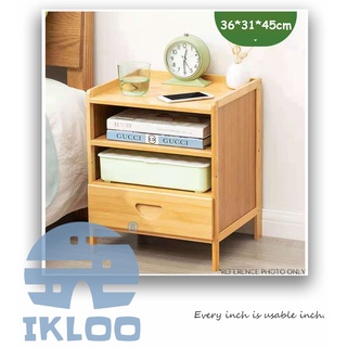 Ikloo bamboo side table with drawer bedside table
