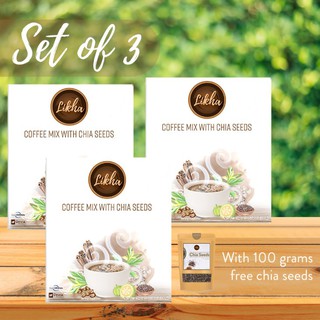 SET OF 3 Likha Slimming Coffee Mix with Chia Seeds with FREE 100g of Chia Seeds
